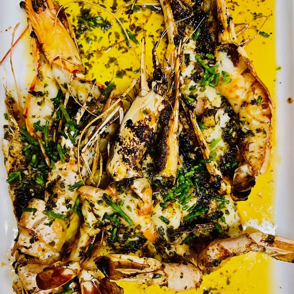 Gamba's grillés au beurre d'herbes